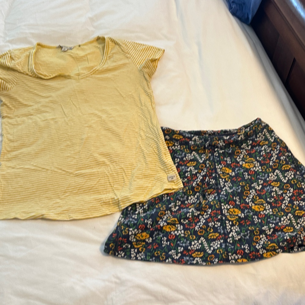 Toad and Co Yellow Striped Top and Floral Skort Set